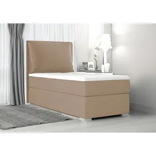 Boxspringbett,Kinderbett SUZI MINI,OHNE Topper, Jugendbett Federkern,80x200cm(Cappuccino: ITAKA 48) - Hellbraun