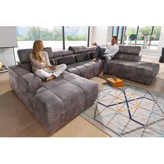 DOMO. collection DOMO collection Wohnlandschaft »Brandon«, whlw. mit Sitztiefenverstellung, whlw. Nierenkissen« mit Kopfteilverstellung, wahlweise Sitztiefenverstellung, U-Form,