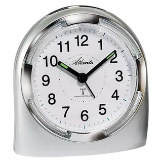 Atlanta 1404/19 Wecker Funk Funkwecker analog silbern mit Licht Snooze - Weiß