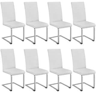 Tectake Schwingstuhl Bettina Kunstleder weiß 8er Set