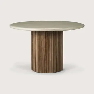 Ethnicraft Roller Max Gartentisch Teak/Beton Light Grey rund