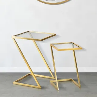 Dmora Couchtisch Lomnago, 40x40x60h cm, Gold Rechteckig