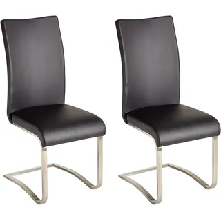 MCA Furniture Esszimmerstuhl Freischwinger Kunstleder schwarz 2er Set