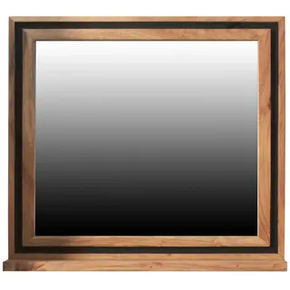 Landscape Badezimmerspiegel , Schwarz, Akaziefarben , Holz, Glas , Akazie , Hartholz , Holz , rechteckig , 70x72.5x12 cm , feuchtraumgeeignet , Badezimmer, Badezimmerspiegel, Badspiegel