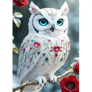 XWDYBDP DIY Diamond Painting Snowy Owl, 5D Luxury Diamond Painting for Adults Beginners Fantasy Diamond Embroidery DIY Full Drill Flowers Diamonds Art Home Wall Decoration 30x40 cm