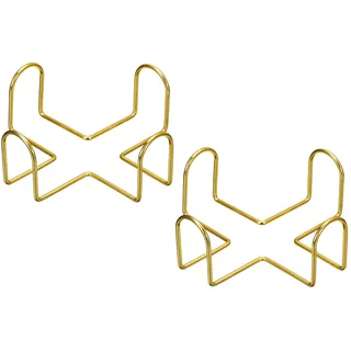 sourcing map 2Stk Untersetzer Halter 1.77" - Eisen Metall Untersetzer Ablage Rack für Beide Runde und Quadrat Halten 4 Untersetzer (Gold)