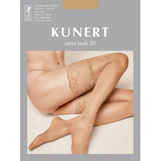 Kunert Damen Halterlose Strümpfe Satin Look 20 breites Spitzenband 20 DEN tan 1003 S
