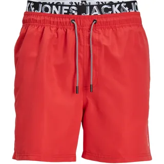 JACK & JONES Herren Badehose Badeshort JPSTFIJI Rot, Solid 12227254