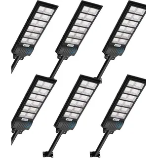 600W LED Solar Straßenlaterne | 6500K Solarbetriebene Strahler Wegeleuchte Wandleuchte mit Bewegungsmelder | IP65 Wasserdichte Scheinwerfer Außen-Sicherheitsleuchte für Garten Garage Hof,6st