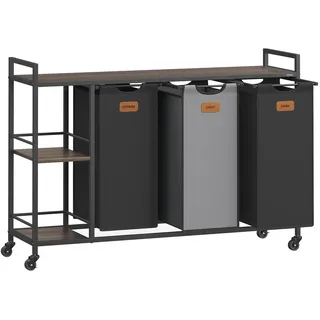 Mid.you Wäschekorb , Braun, Schwarz , Metall, Holzwerkstoff , 117x80.5x33 cm , Haushalt & Reinigung, Wäschepflege, Wäschekörbe & Wäschetonnen