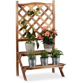 Relaxdays Blumentreppe mit Rankgitter 61 x 109 x 40 cm Gebrannt