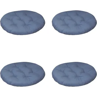 LSFYYDS 4 Stück waschbar Stuhlkissen 40x40 cm Rund Sitzkissen für Indoor und Outdoor Dicke Polsterung Bodenkissen (Blau)