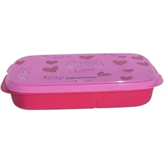 Tupperware to Go Lunchbox Clevere Pause 590ml mit Trennwand Eco+ Schule Brotdose mit Abteilung Herzen pink Love 590 ml