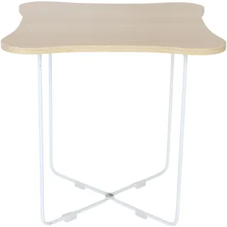 Relaxdays Beistelltisch, HxBxT: 40 x 40 x 40 cm, skandinavisch, MDF & Metall, eckiger Sofatisch, Couchtisch, Natur/weiß