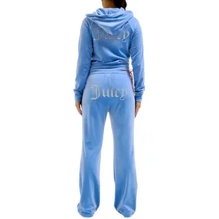 Juicy Couture Damen Tina Track Pants samtige Sweathose Trainingshose mit Kordelzug Jogger für Sport Freizeit Fitness in versch. Farben Lässige Hose, Washed Regatta, M