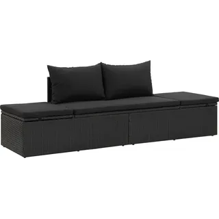 VidaXL 46224, Lounge, Gepolsterter Sitz, Polyrattan, Stahl, Schwarz, 600 mm, 1950 mm - Schwarz