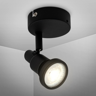 B.K.Licht - LED Wandspot für das Bad schwenkbar, warmweiße Lichtfarbe, 4,8 Watt, 400 Lumen, Wandlampe innen, Wandstrahler innen, Wandleuchte innen, Wandlicht, Badezimmer, 8x10,6 cm, Schwarz