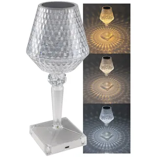 ChiliTec Tischleuchte 26cm mit Akku Dimmbar 3 Lichtfarben einstellbar Tischlampe mit Touch Schalter Dekoleuchte - per USB aufladbar Akku-Tischlampe Kristall Optik