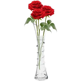 Glas-Blumenkrug 20 cm - Durchsichtig - Stabiler Fuß - Büro- oder Wohnzimmer- Dekoration - für 1-3 Blumensträuße - Transparent