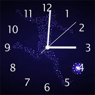 Wallario Design Wanduhr Fußball - ein Spieler aus tausend Sternen in blau aus Echtglas, Größe 30 x 30 cm - Schwarz