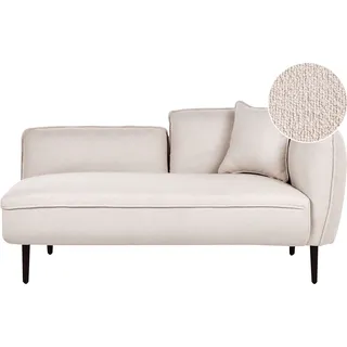 BELIANI Chaiselongue Hellbeige Stoffbezug Bouclé Rechtsseitig mit Kissen Metallbeine Modern für Wohnzimmer Schlafzimmer Wintergarten Kleine Räume - Beige, Schwarz