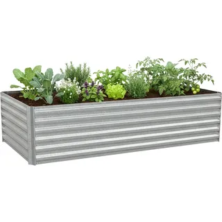 Relaxdays Hochbeet 57 x 240 x 60 cm Silber