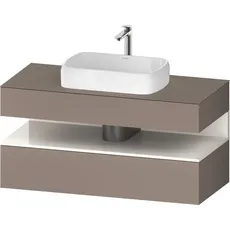 Duravit Qatego Konsolenwaschtischunterbau, 1 Auszug, 1 Schubkasten, Ausschnitt mittig, 1200x550x600mm, Nische Weiß Hochglanz, QA4732022, Farbe: Basalt Matt/mit Nischenbeleuchtung