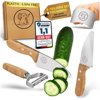 ELI Kindermesser Allzweckmesser 4-tlg. Edelstahl Buchenholz
