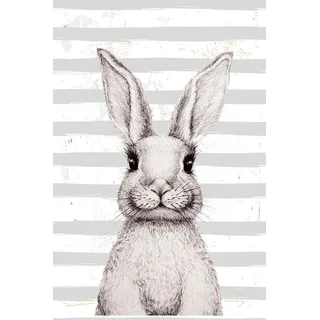 queence Metallbild »Gail«, Hase, (1 St.), Stahlschild, Blechschild, Hase, niedlich, Wanddeko, weiß