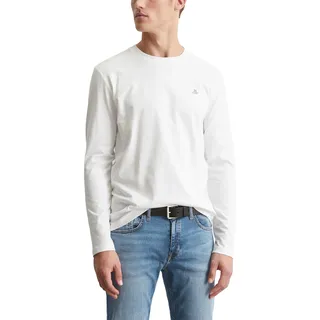 Marc O'Polo Herren Langarmshirt aus Bio-Baumwolle mit Rundhalsausschnitt, Weiß (White), XXL