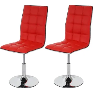 2er-Set Esszimmerstuhl HWC-C41, Stuhl Küchenstuhl, höhenverstellbar drehbar, Kunstleder - rot - Rot