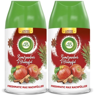 Airwick Raumduft Freshmatic Max DUO 2x 250ml, Nachfüller Doppelpack, Zimtzauber und Bratapfel