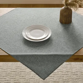 FIBORIA Tischdecke 100x100 cm Mitteldecke Outdoor Abwaschbare Grau Tischdecken aus Leinenoptik Tischtuch Wasserabweisende Klein Table Cloth für Ostern,Frühling,Garten,Hochzeiten,Party,Geburtstag
