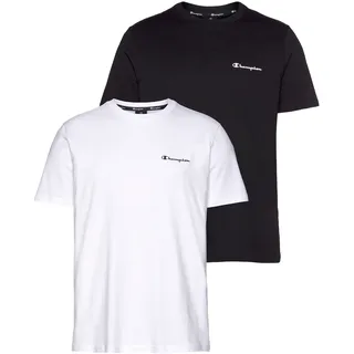 T-Shirt CHAMPION, Herren, Gr. XXXL (56), schwarz-weiß (weiß, schwarz), Obermaterial: 100% Baumwolle, Basic hüftlang, Rundhals, Shirts T-Shirt