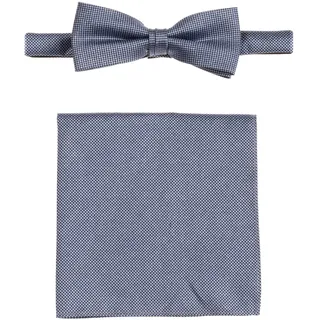 MONTI Fliege 2er Set, (Set, 2-tlg.) Reine Seide, Fliege mit passendem Einstecktuch, blau