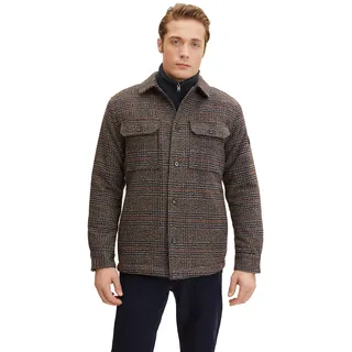 TOM TAILOR Herren Overshirt aus Wolle 1032501, 30506 - Blue Brown Boucle Wool Check, XL