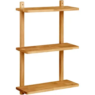 Wandregal , Eichefarben , Holz , Eiche , massiv , Holz , 3 Fächer , 70x70x15 cm , hängend , Holzmöbel, Holzregale, Wandregale Holz