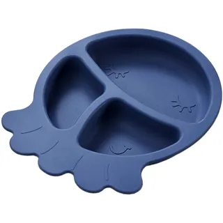 Tom ET ZOE, PU0035, Playful Silicone Plate for Children, 3 Practical compartments, Easy to clean, BPA-Free, ideal for Meals, Light and Durable, 25 cm, Blue, Assorted Colors