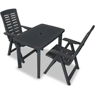 3-tlg. Bistro-Set Kunststoff Anthrazit - Grau