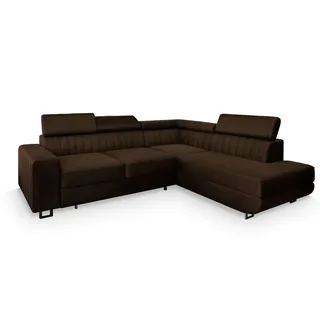 masseno Eckcouch Polyester 3-Sitzer Braun