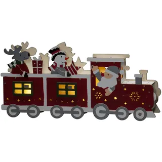Konstsmide 3258-550 LED-Silhouette Weihnachts-Express Warmweiß LED Holzsilhouette Zug, Batterie, USB