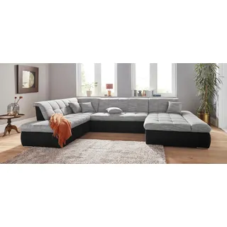 DOMO. collection DOMO collection Wohnlandschaft »PB Moric wahlweise mit Bettfunktion und Armteilverstellung U-Form« XXL-Format B/T/H: 353/216/80 cm, feine Steppung, incl. Zierkissen: schwarz
