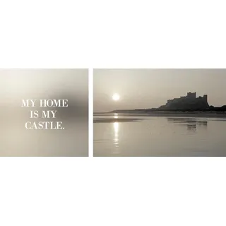 queence Leinwandbild »Home« Kunst   Meer   Meer Bilder   Modern   Schriftzug   Seebilder   Seelandschaft   Spa   Spa Bilder   Sprüche   Sprüche & Texte Set, Premium-Leinwandstoff, Handarbeit aus Deutschland, Spruch, 2er Set, grau