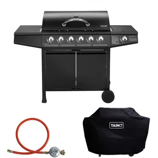 TAINO Basic Gasgrill 6+1 mit Gasdruckminderer und Abdeckhaube