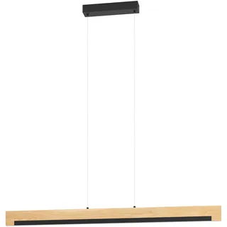 EGLO LED Pendelleuchte Camacho, 1 flammige Hängelampe dimmbar, Hängeleuchte aus Stahl, Holz und Kunststoff, Esstischlampe in Schwarz, Natur, Weiß, Wohnzimmerlampe hängend, FSC zertifiziert