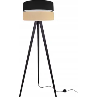 Stehlampe Dreibein Holz Lampenschirm 45cm schwarz - Schwarz