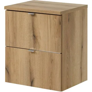 Waschbeckenunterschrank 'Skelbolu' mit Waschtischplatte und 2 Schubladen 50 x 60 x 40 cm Eichenoptik - Hellbraun