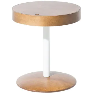 Beliani Beistelltisch Holz dunkelbraun 40 cm Oregon , Dunkelbraun, Weiß , Holzwerkstoff , Rund , 40x45x40 cm , Wohnzimmer, Wohnzimmertische, Beistelltische