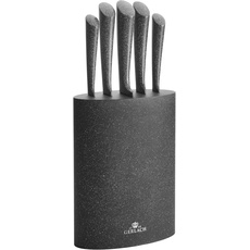 Gerlach Granitex Messerset Küchenmesserset 5 Messer aus Edelstahl Granitbeschichtet im Holzblock Küchenmesser Kochmesser Brotmesser Gemüsemesser Küche Küchenutensilien Küchenzubehör