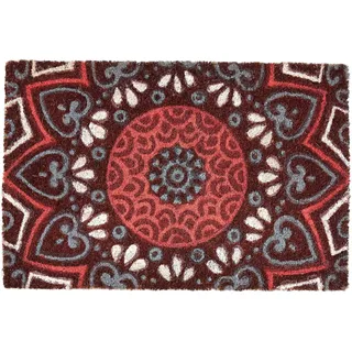 Excelsa Mandala Rot Fußmatte, Kokosfaser, 40 x 60 cm